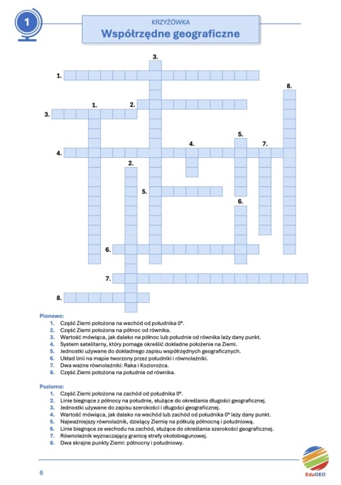 Krzyżówki i wykreślanki geograficzne. Klasa 6 (E-book, PDF)