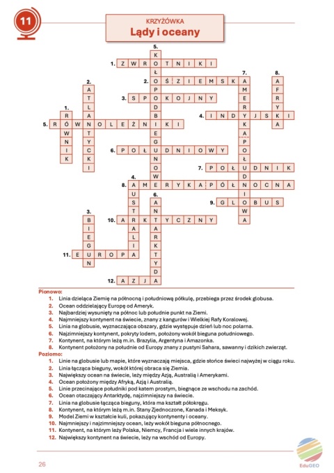 ZAPOWIEDŹ! Krzyżówki i wykreślanki geograficzne. Klasa 5