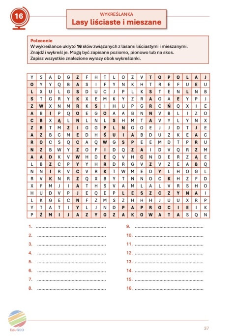 ZAPOWIEDŹ! Krzyżówki i wykreślanki geograficzne. Klasa 5